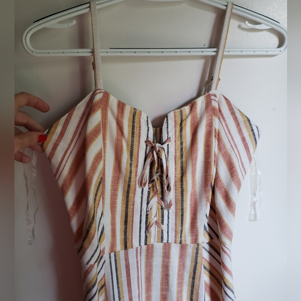 NWOT aeropostale sweetheart lace up caramel striped mini dress - Picture 3 of 13